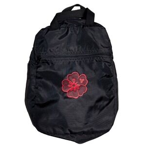 GOLFERS GALLERY Black + Red Flower Hand Bag Made In USA